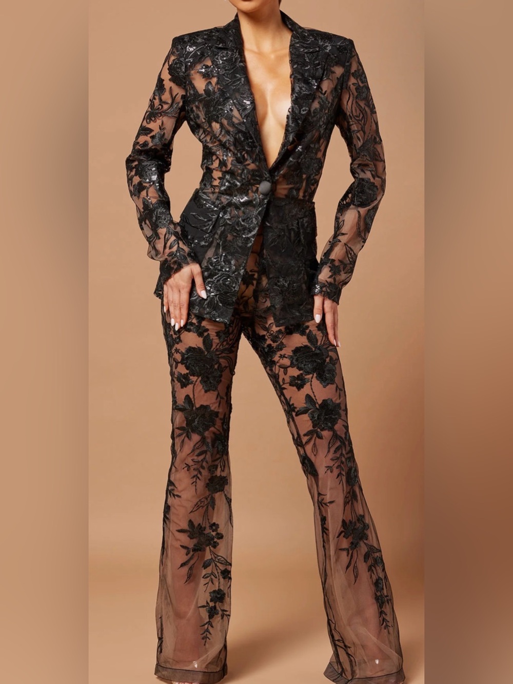 Fashion nova luxe Vera embroidered suit set